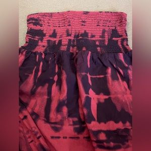 Maxi Tube Dress Smocked Top M/L Plum Dark Abstract Graphic Tie Dye Print